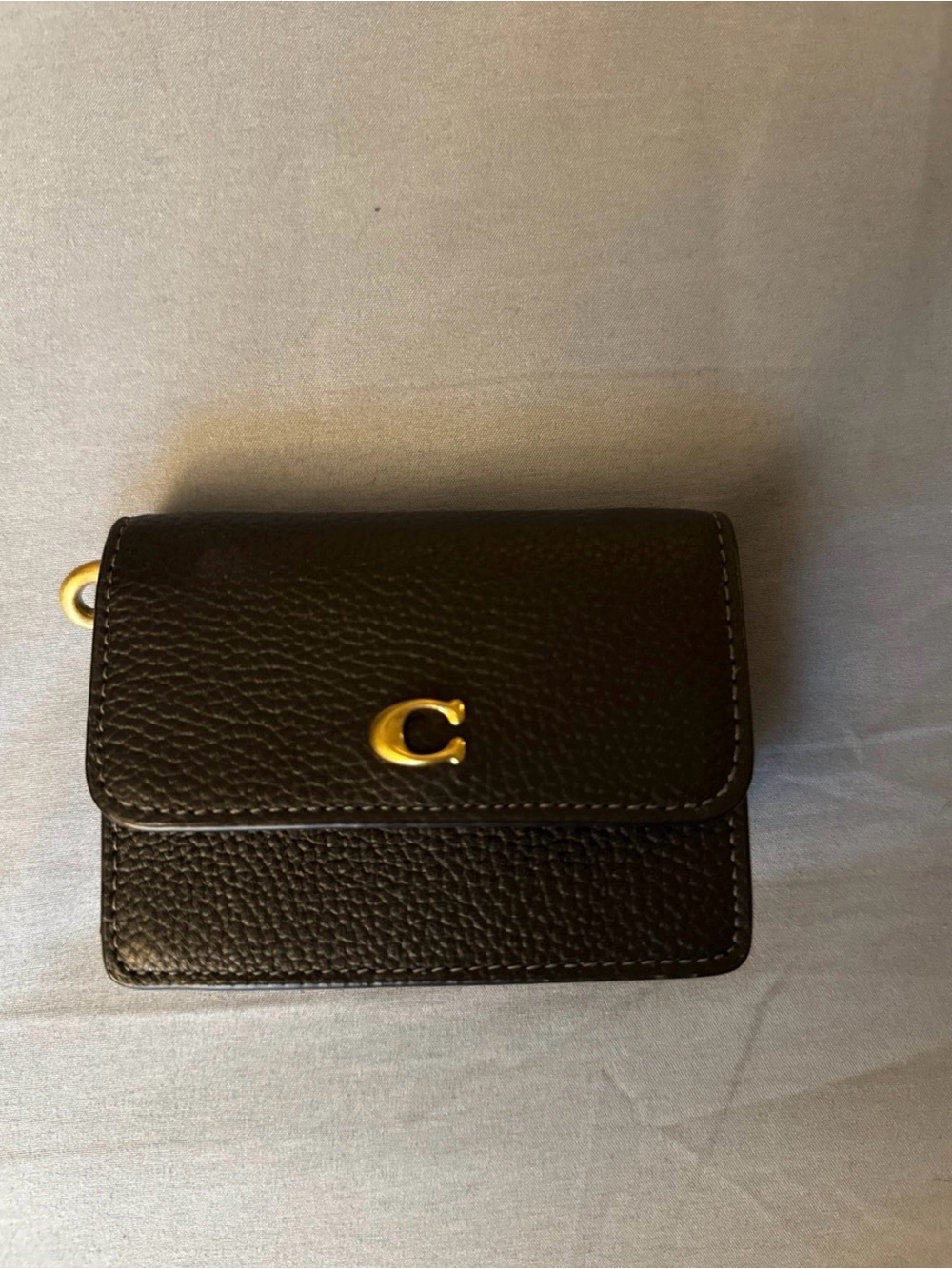 Coach Black Pebbled Leather Wallet on Chain